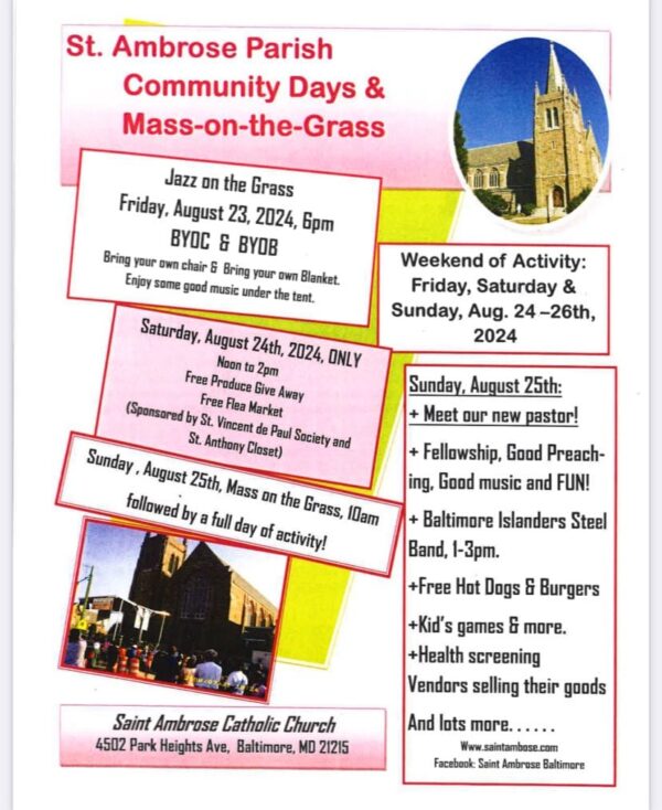 Community Days & Mass-on-the Grass flyer