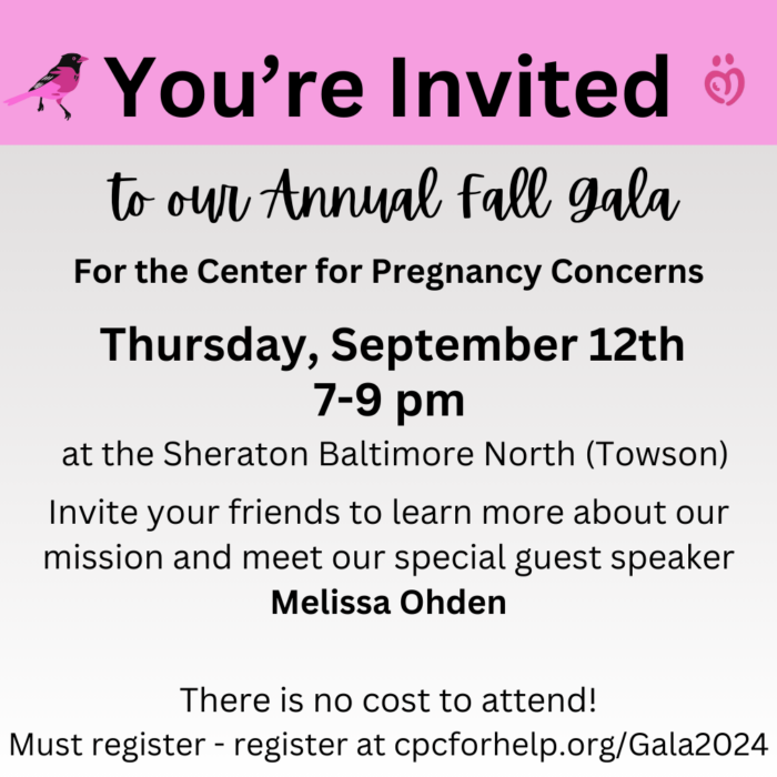 Center for Pregnancy Concerns Annual Gala flyer