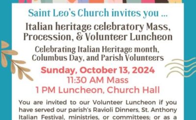 Italian Heritage Celebratory Mass flyer