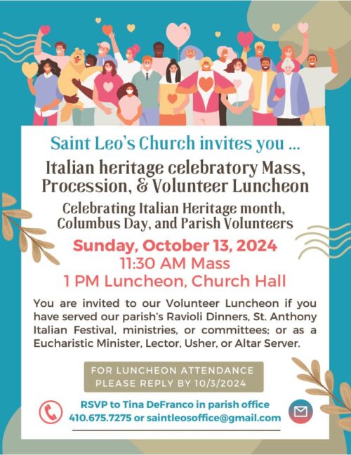 Italian Heritage Celebratory Mass flyer