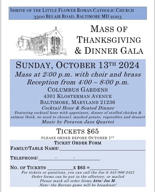 Mass of Thanksgiving and Dinner Gala