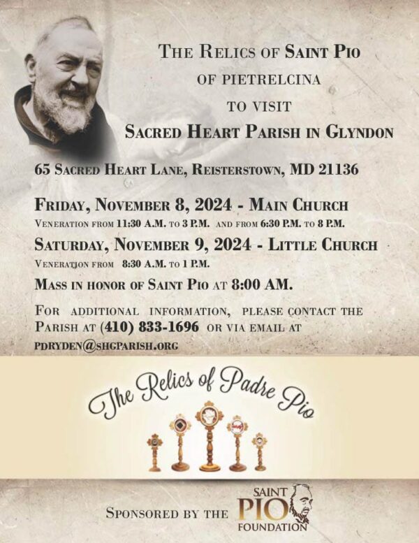 Relics of Saint Pio flyer