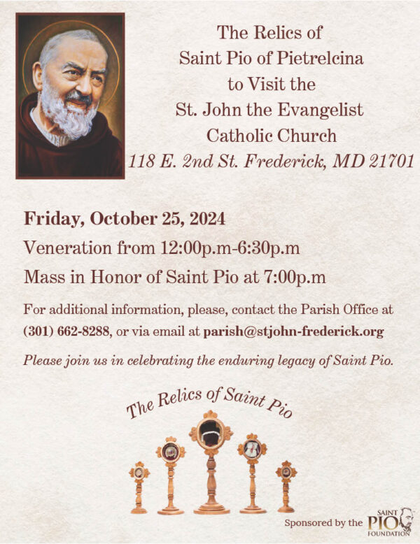 Relics of Saint Pio of Pietrelcina flyer