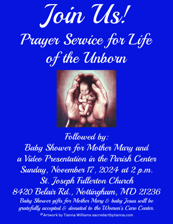 Prayer Service for Life of the Unborn flyer