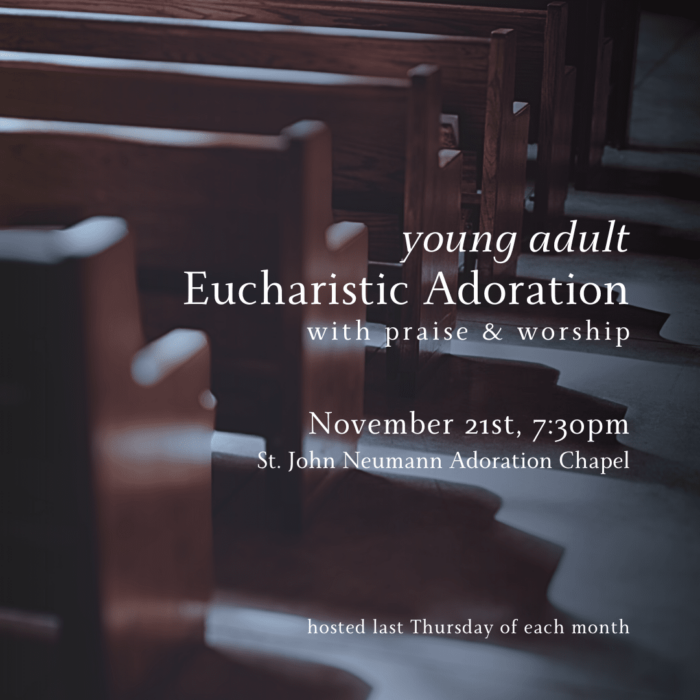 Young adult Eucharistic Adoration flyer