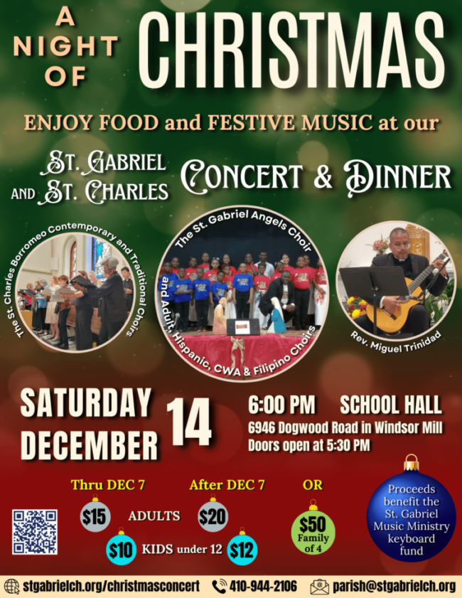 St. Gabriel Concert and Dinner flyer