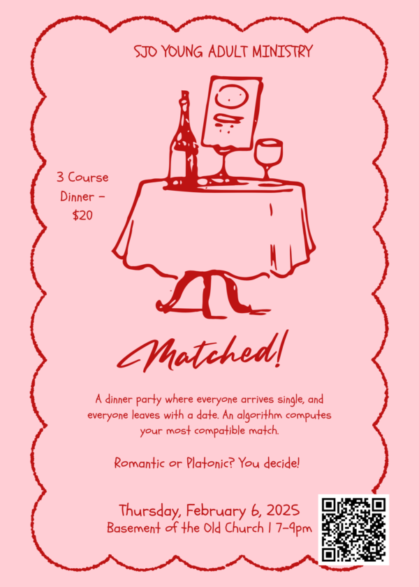 valentine's day dinner party flyer