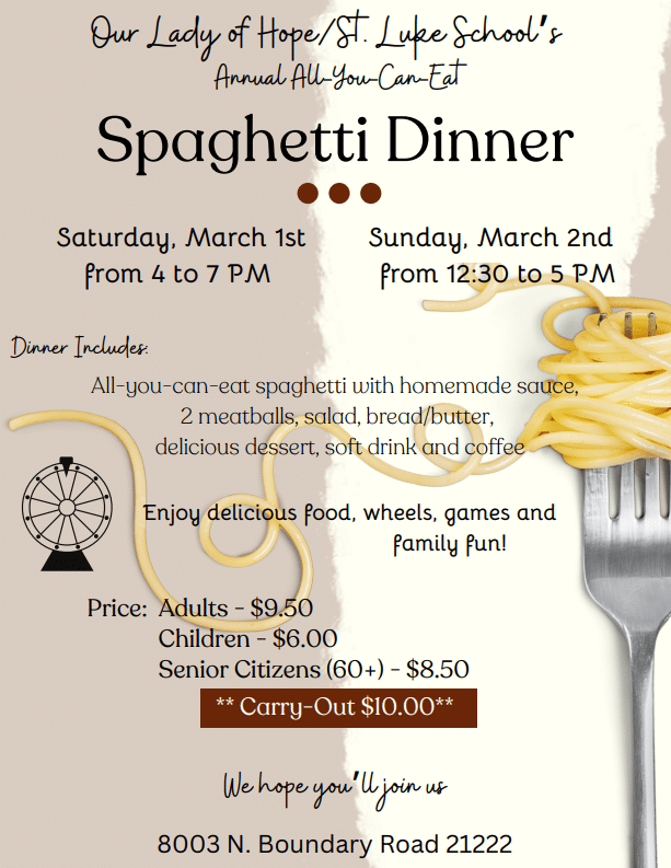 Spaghetti Dinner flyer