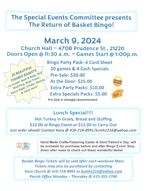 Themed Basket Bingo flyer