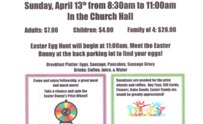 Palm Sunday Parish Family Breakfast flyer