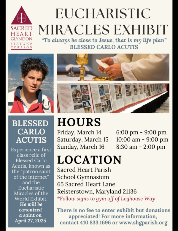 Eucharistic Miracles Exhibit flyer