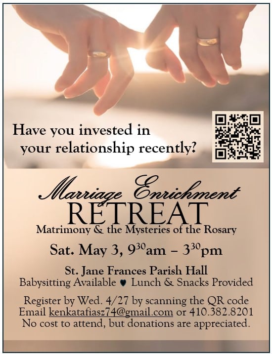 The Mysteries of the Rosary Retreat for Couples flyer